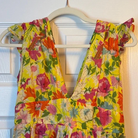 Banjanan Yellow and Pink Floral Midi Dress - Picture 3 of 5